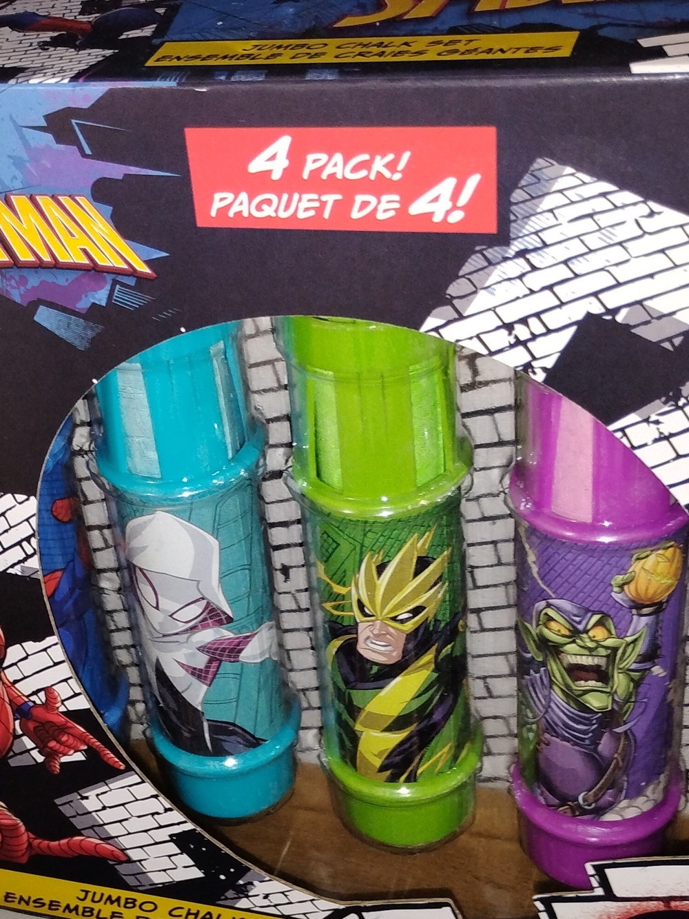 Spider-Man 4-Pack Jumbo Chalk Tubes